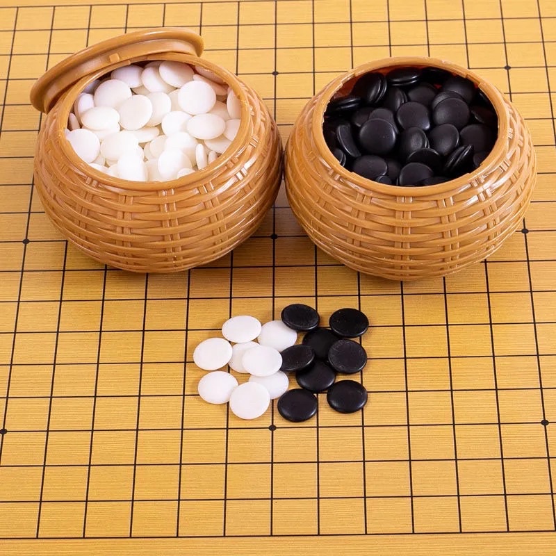 Bộ bàn cờ đá chơi cờ vây gỗ ép ( sẵn )