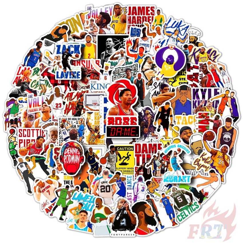 Bộ 100 Cái/Bộ ❉ Sticker Dán Trang Trí Hình Ngôi Sao Bóng Rổ NBA ❉ Sticker Dán Tường Chống Thấm Nước Thời Trang