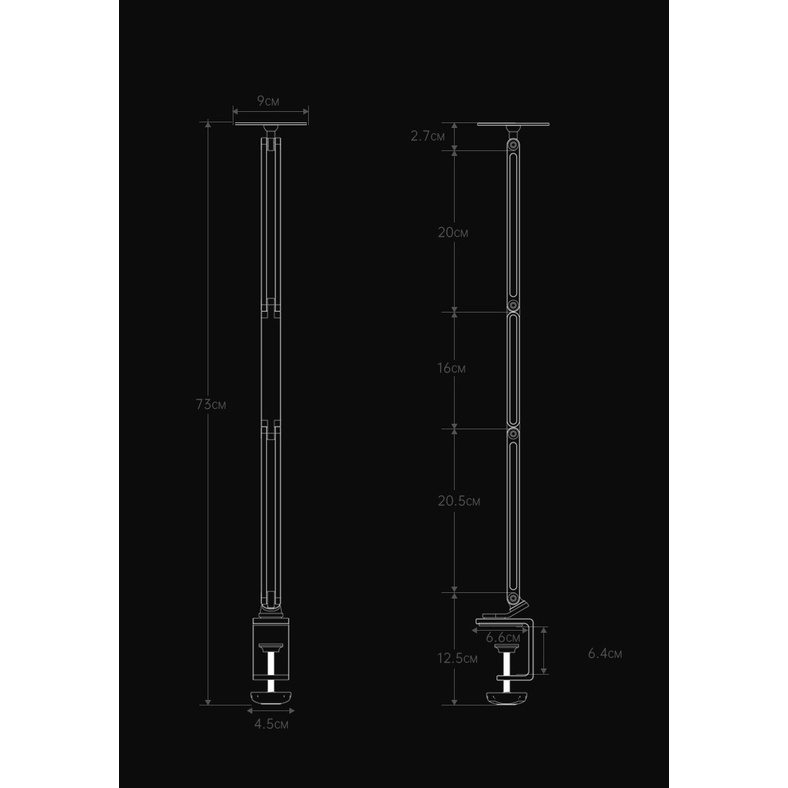 Arm nâng hạ kiêm Giá đỡ Ipad Iphone Galaxy Tab P47 dạng kẹp máy tính bảng tablet xoay 360 độ C67, P67.