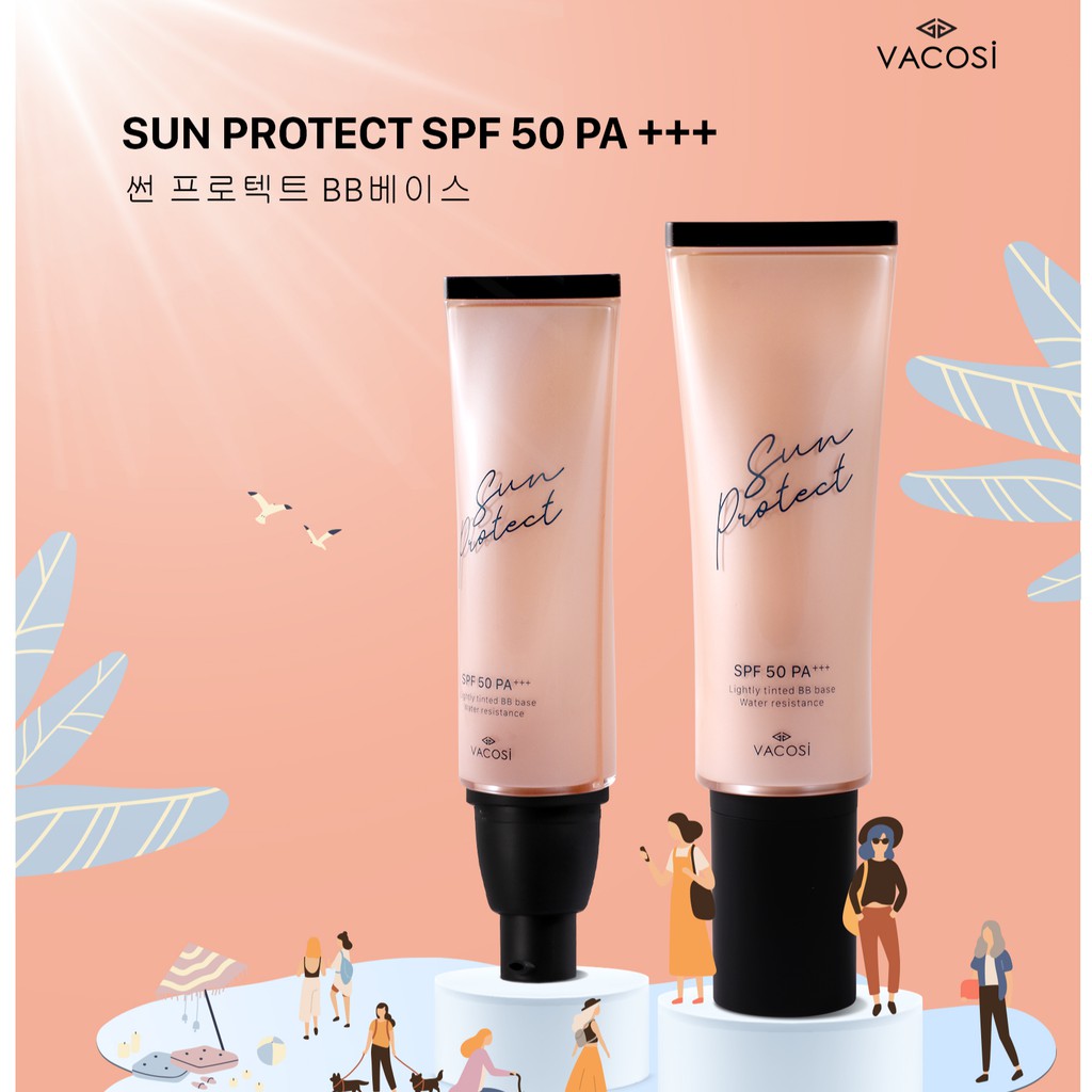 Kem chống nắng và lót trang điểm BB Base SPF50 PA Vacosi