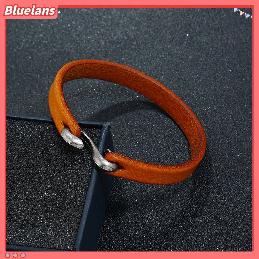 Vòng Tay Da Bò Mặt Móc Khoá Kim Loại Cho Nam