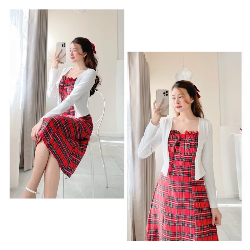 SET ĐẦM CARO MIDI + ÁO KHOÁC