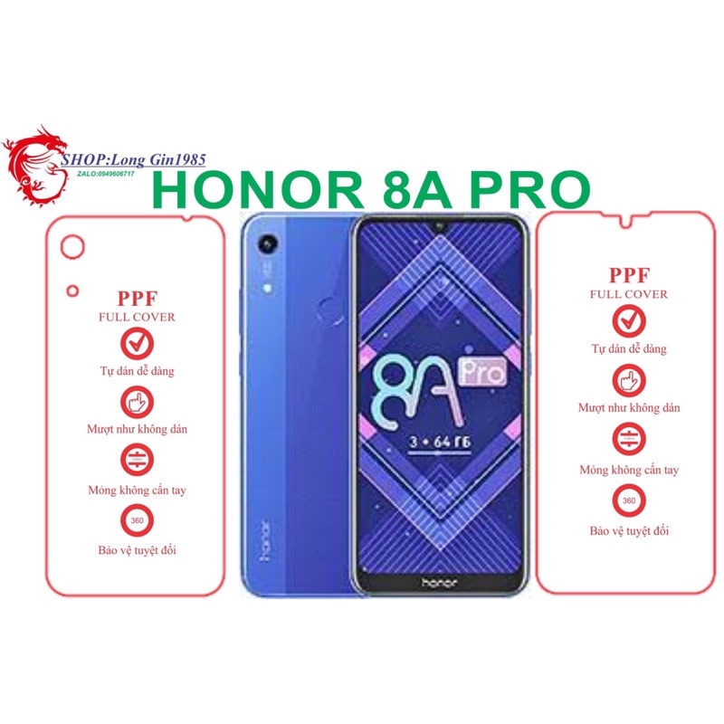 Honor 8A Pro miếng dán trong Pmặt trước mặt sau chống va đập chống trầy xước tốt