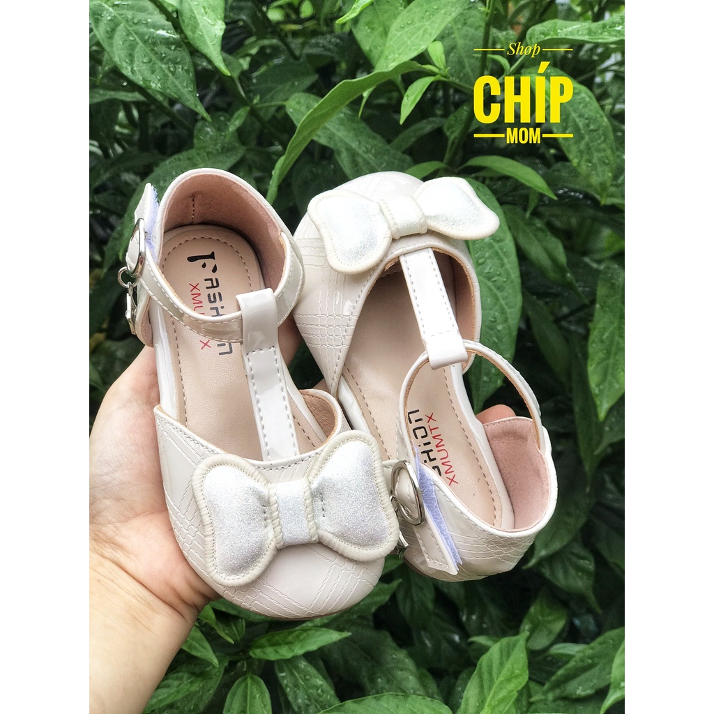giày búp bê bé gái giày bệt cho bé da bóng mềm đế dẻo nơ xinh xắn nội địa QCCC full hộp hồng đen trắng 9006