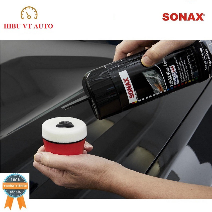 Kem đánh bóng và bảo vệ sơn xe đen Sonax polish & wax color black 250ml 02961410544