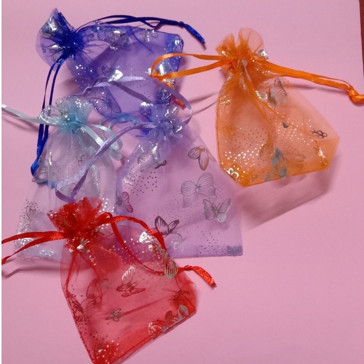 Túi vải voan lưới bướm trắng có dây rút kích thước 9x12cm - mouse love rice