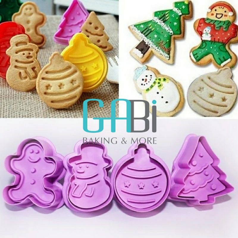 Khuôn nhấn cookie lò xo Noel 4 hình (nhiều mẫu)