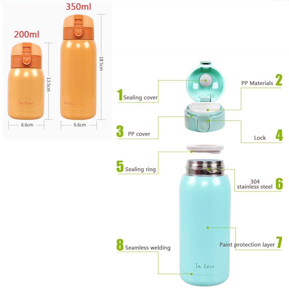 Bình nước giữ nhiệt GIOVANNI bằng thép không gỉ thiết kế dễ thương dung tích 200ml/ 360ml