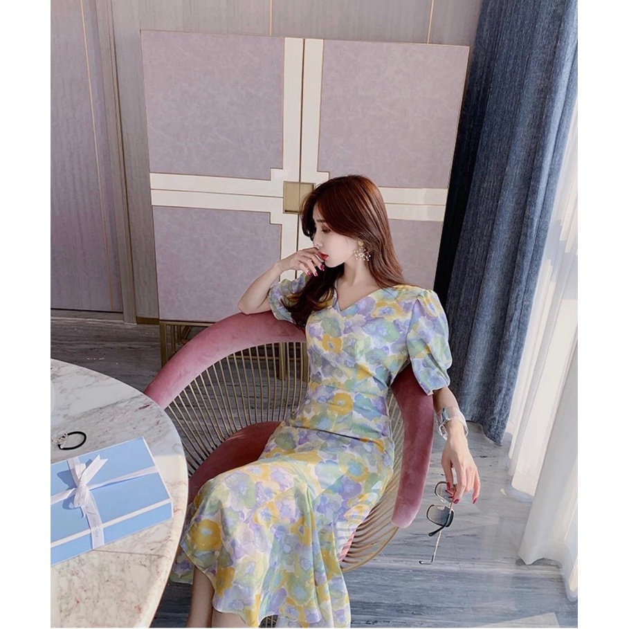 Đầm Maxi C.A.T.I Lụa Hoa - Hình xuất dư 100%