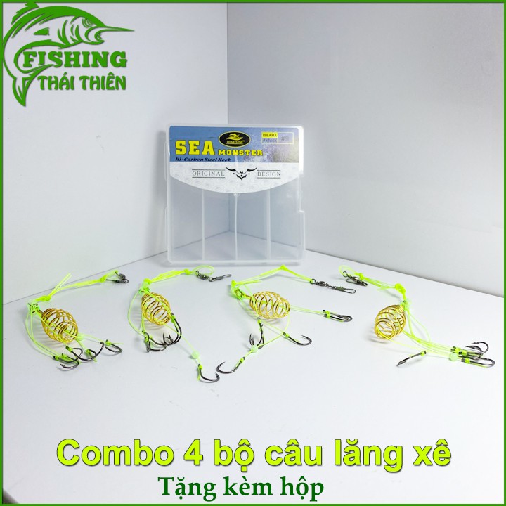 Combo 4 Bộ Lăng Xê Sea Monster Dây Siêu Bền Lưỡi Siêu Bén Dùng Câu Sông Hồ Dịch Vụ Cá Chép, Trắm, Rô Phi