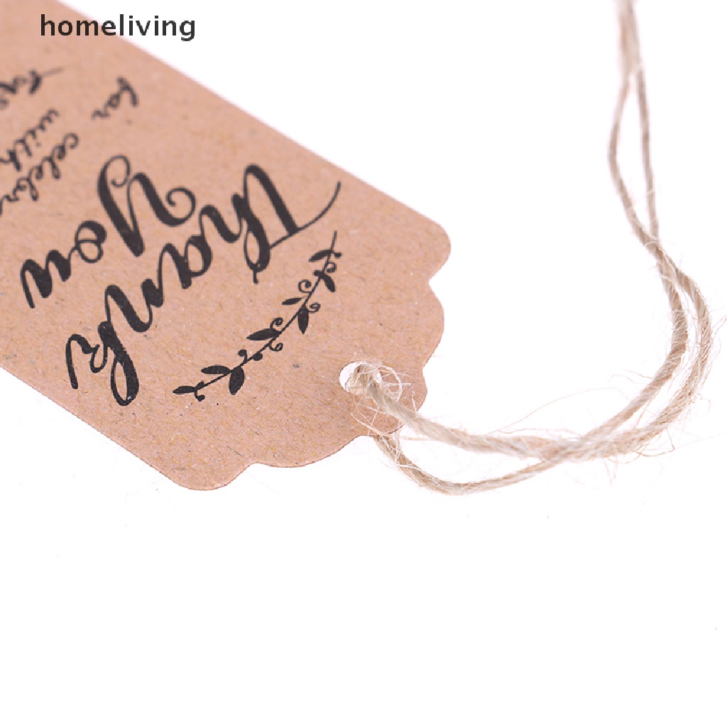 Set 100 Thẻ Giấy Nâu In Chữ Thank You Dùng Để Trang Trí Quà Tặng