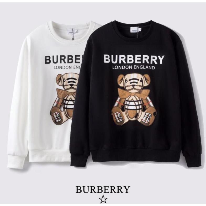 Áo Sweater Cotton Cổ Tròn Thêu Chữ Burberry Thời Trang Cho Nam Nữ Đẹp