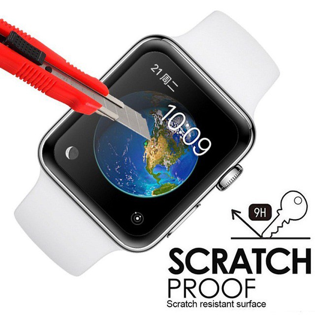 Kính cường lực Apple Watch Seri 6,5,4,3,2,1 giúp bảo vệ màn hình đồng hồ thông minh với các size 38mm, 40mm, 42mm, 44mm