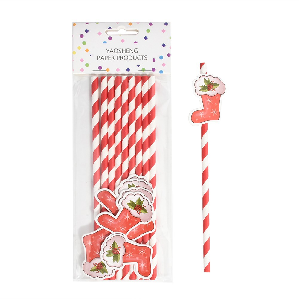 10 ống hút dán các hình dán trang trí Giáng Sinh