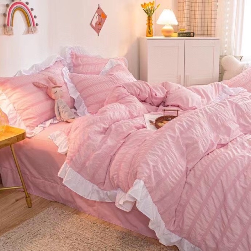 Set chăn ga gối đũi mây tiểu thư 4 món - freeship - mềm mịn - làm kích thước theo yêu cầu