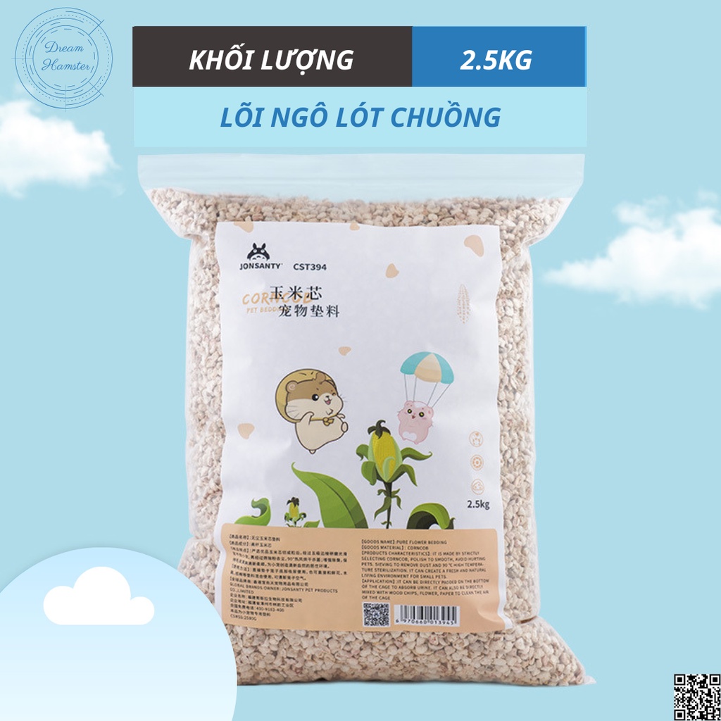 Lõi ngô/cùi bắp lót chuồng Jonsanty cho động vật nhỏ, bò sát (túi 2.5kg)