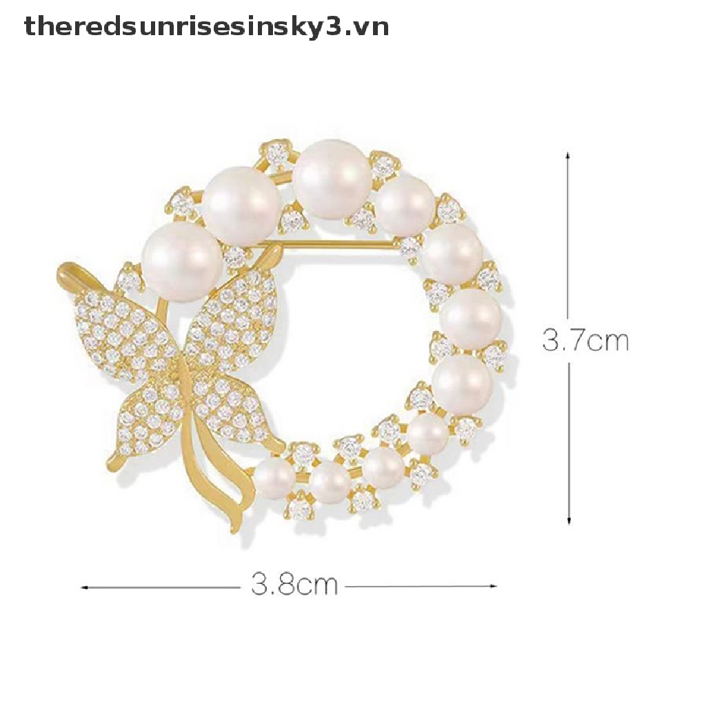 Ghim Cài Áo Hình Bươm Bướm Đính Ngọc Trai Nhân Tạo Thời Trang