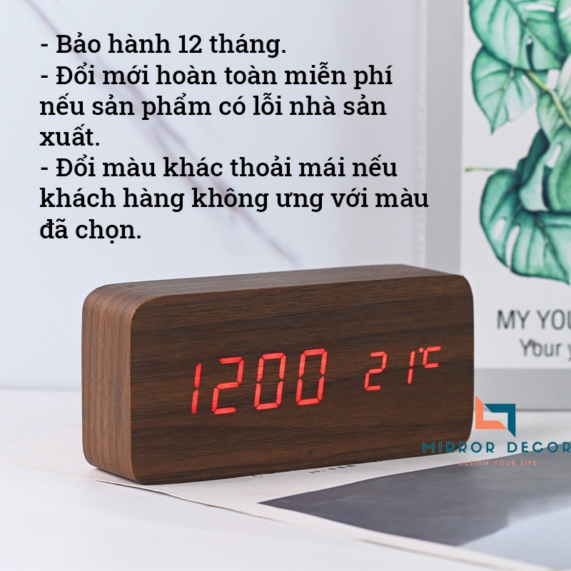 [Mã LIFEHL50K giảm 10% tối đa 50K đơn 200K] Đồng hồ gỗ, đồng hồ led để bàn chữ nhật