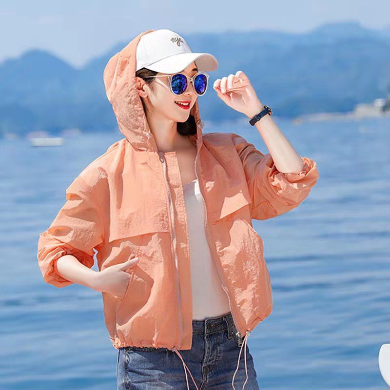 Quần áo chống nắng dành cho nữ mùa hè 2021 mới áo khoác dài tay có mũ trùm đầu thoáng khí chống tia cực tím Quần áo chốn