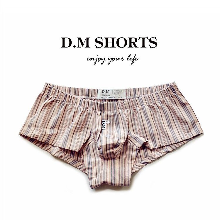 N002 Quần Lót Nam Thấp Eo Gợi Cảm Kẻ Sọc Nhà Quần Thời Trang Boxer Nút Thoáng Khí Rời Boxer Thanh Niên