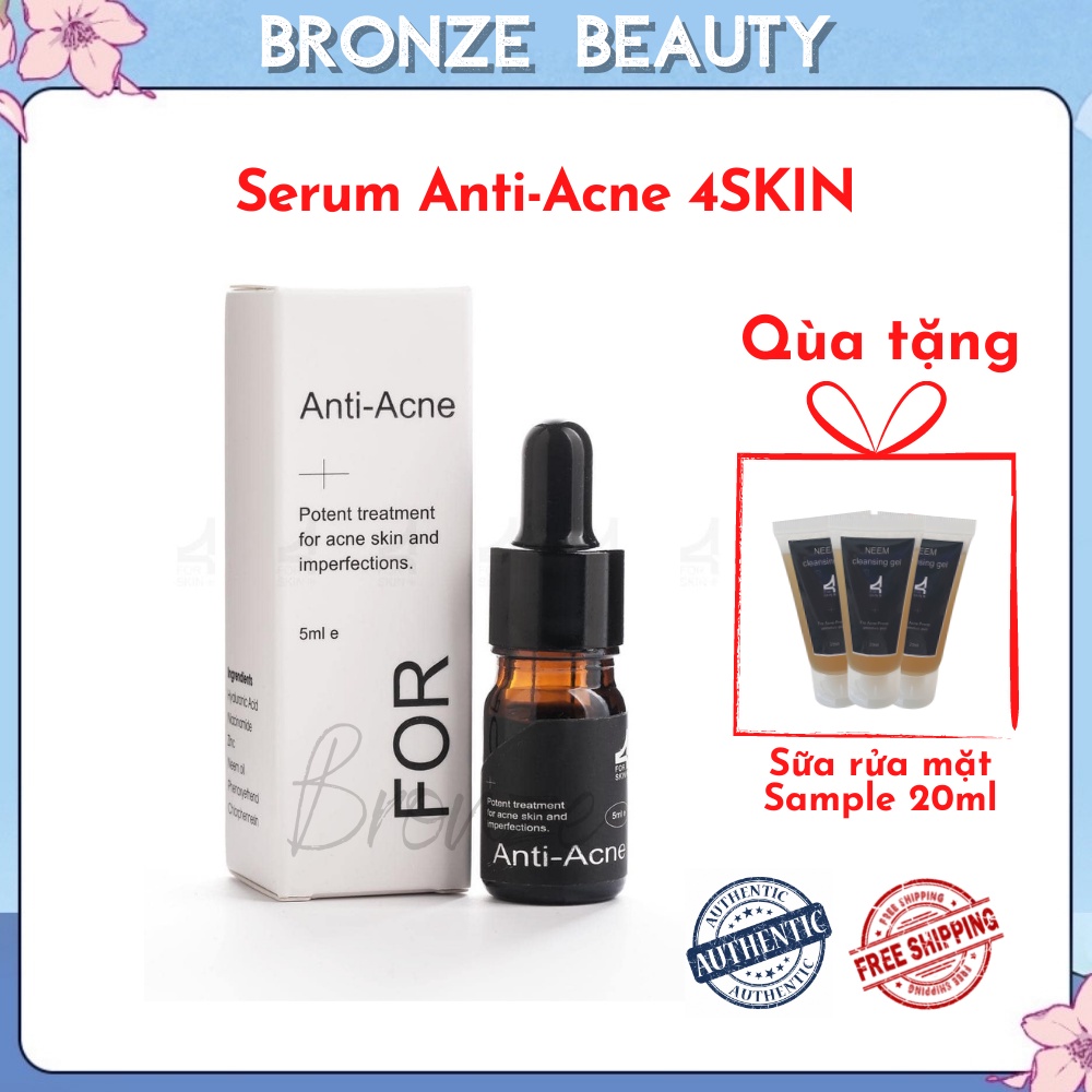 Serum Anti-Acne 5ml 4skin đánh bay mụn, làm sáng da, mờ thâm và se khít lỗ chân lông cho da căng bóng