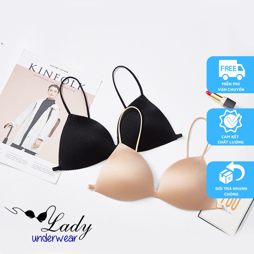 Áo bra nữ cúp ngực tam giác kiểu pháp, Áo Bralette 2 dây nâng ngực đệm tim có nấc điều chỉnh new newarrivals 2021