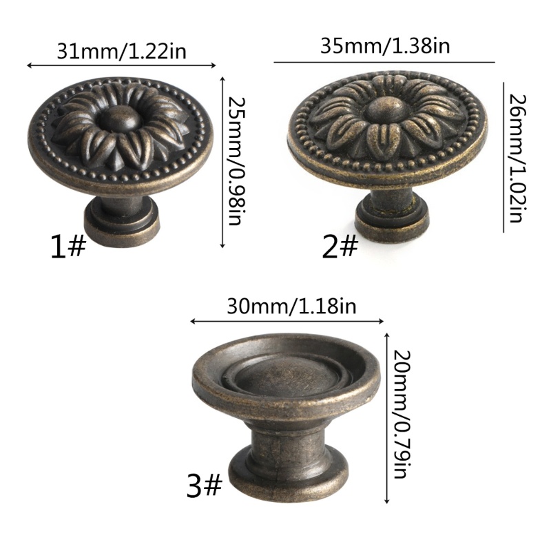 Set 5 Tay Nắm Cửa Tròn Bằng Hợp Kim Kẽm Phong Cách Vintage