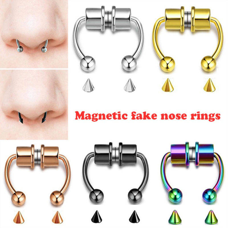 1 Khuyên Mũi Từ Tính Bằng Thép Không Gỉ Có Thể Tái Sử Dụng