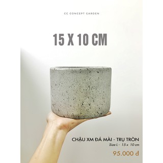 Chậu Xi Măng Đá Mài - Trụ Tròn