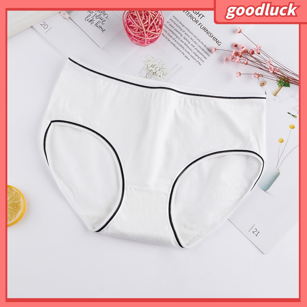 Quần lót cotton lưng thấp thoáng khí màu trơn kiểu dáng dễ thương cho nữ