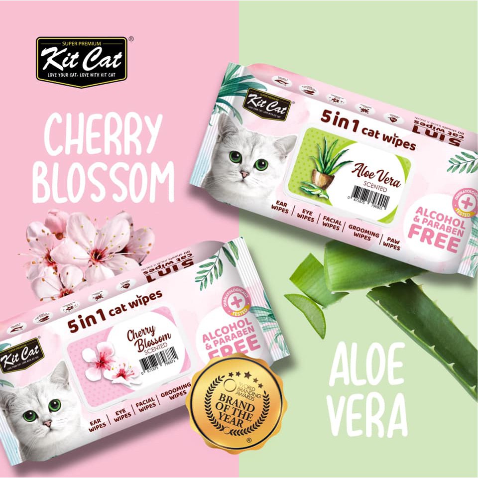 [80 miếng] Khăn ướt kháng khuẩn cho mèo Kit cat