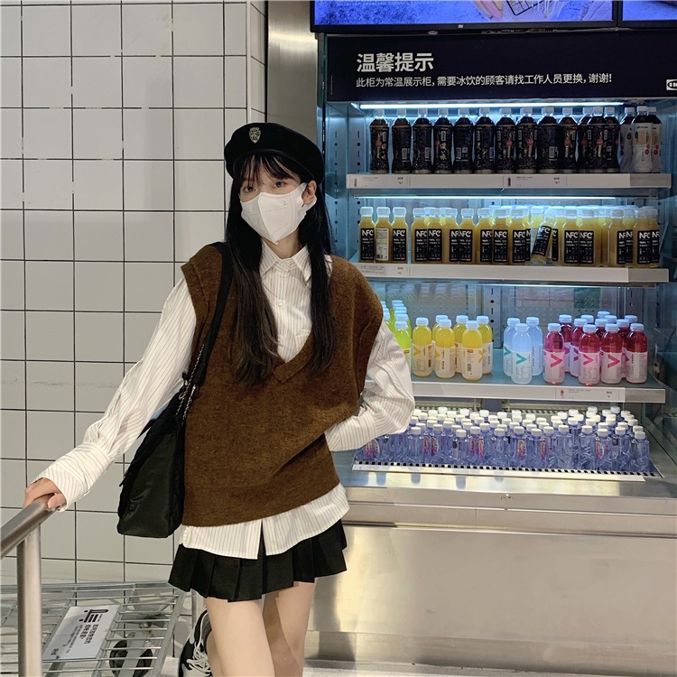 Áo Dệt Kim Sát Nách Giả Nhiều Lớp Kiểu Hàn Quốc Dễ Phối Đồ