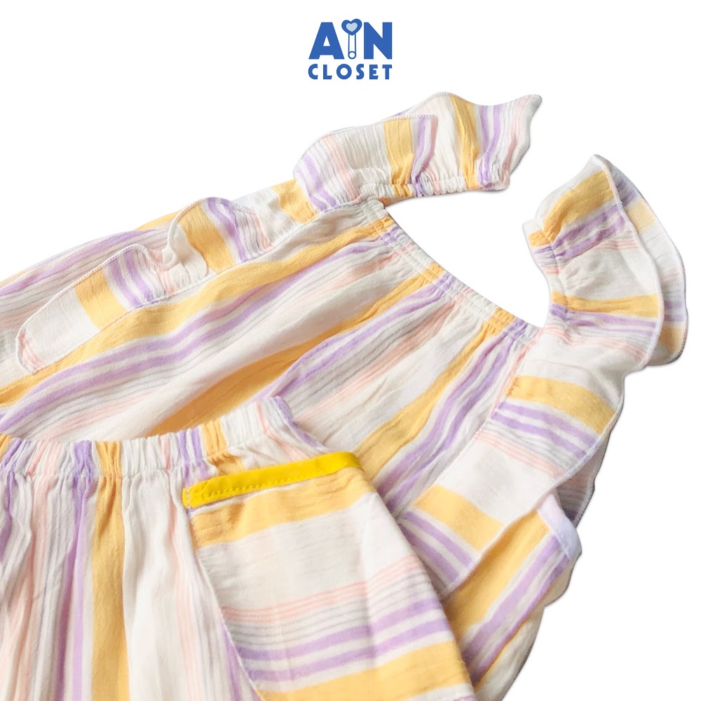 Bộ quần áo lửng bé gái họa tiết dây Kẻ vàng - AICDBG89NVYE - AIN Closet