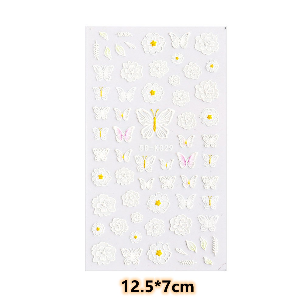 [Hàng mới về] Miếng dán móng tay nghệ thuật họa tiết ren hoa trắng trang trí thủ công dành cho bạn nữ