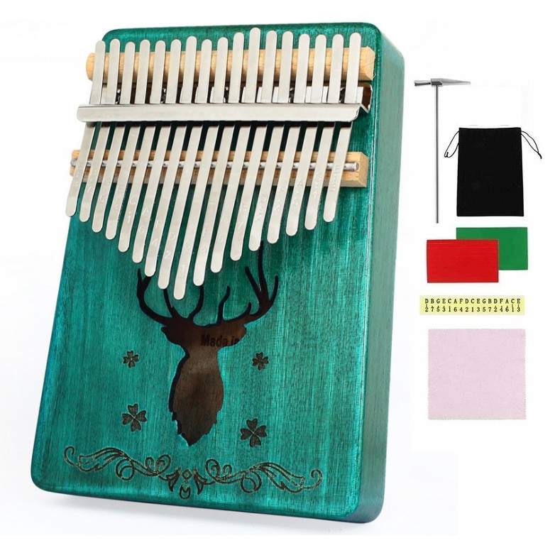 [CÓ SẴN] Đàn kalimba 17 phím Kerus-M17 Xanh lá bền đẹp âm vang tặng búa chỉnh âm và phụ kiện