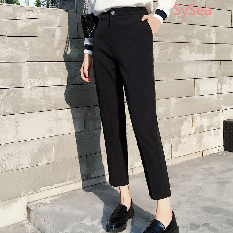 Quần Dài Màu Đen Phong Cách Hàn Quốc Thanh Lịch Cho Nữ