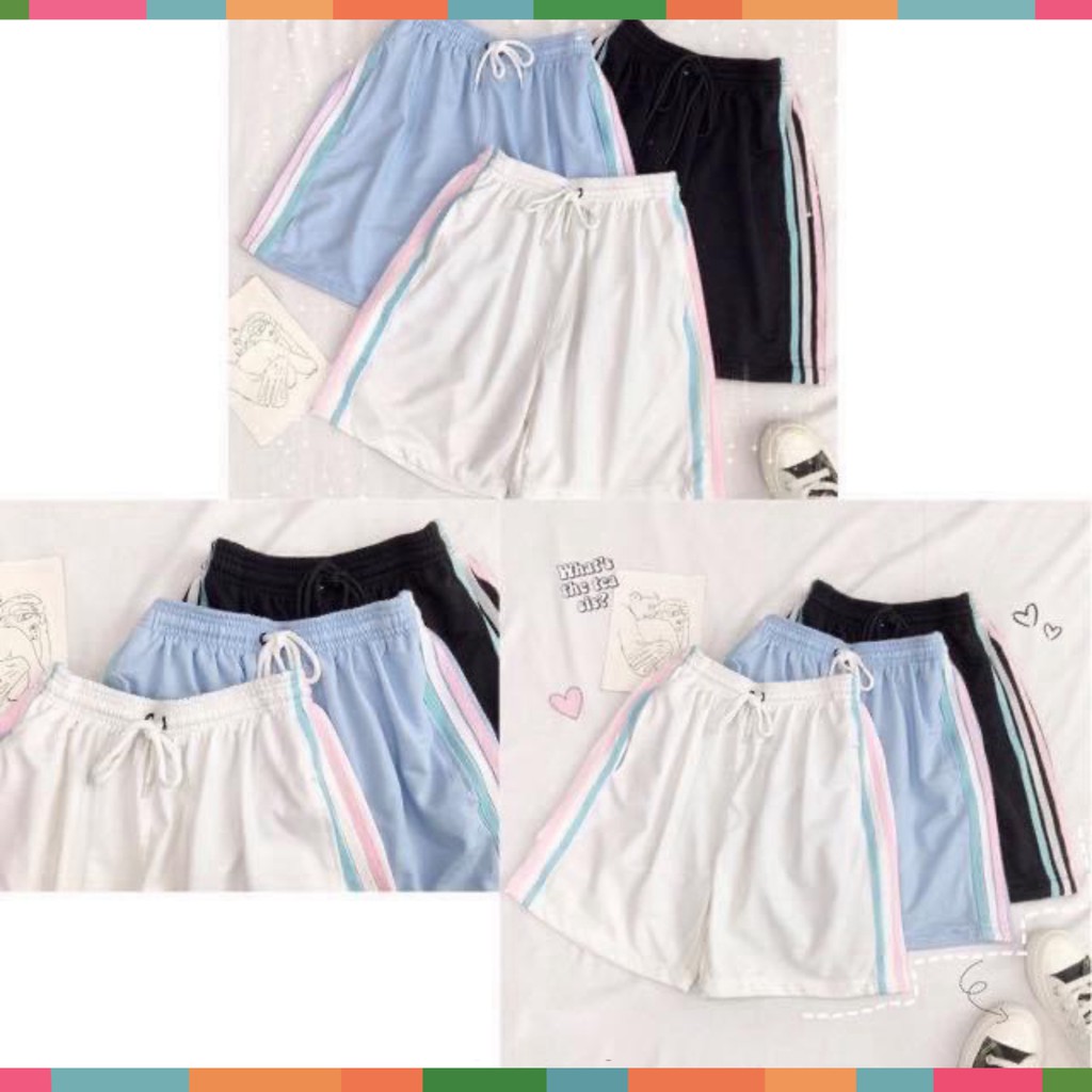 Quần Sooc Đùi Nam Nữ Freesize 3 Màu Kẻ Sọc Siêu Dễ Mix Đồ | BigBuy360 - bigbuy360.vn