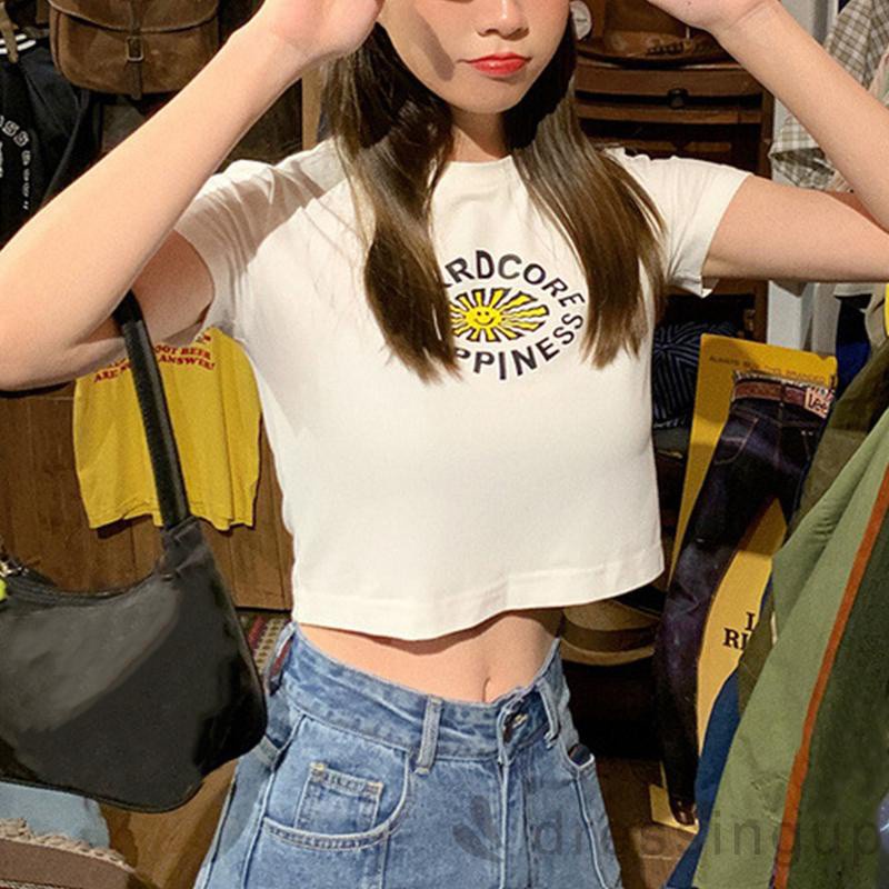 Áo Thun Ngắn Tay Cổ Tròn In Chữ Hợp Thời Trang Dành Cho Nữ