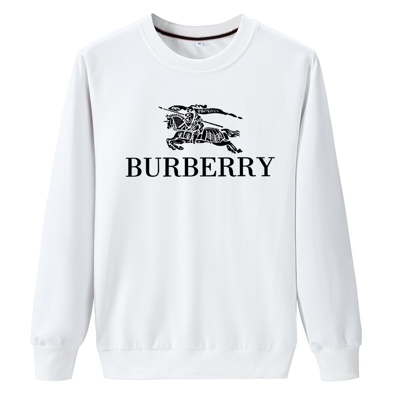 Áo nỉ tay dài cổ tròn màu trơn in chữ Burberry thời trang xuân thu cho nam