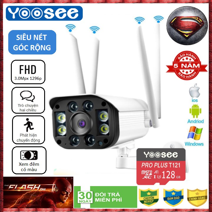 Camera wifi Yoosee 4 râu trong nhà,ngoài trời FULL HD - hỗ trợ 4 đèn hồng ngoại led xem đêm