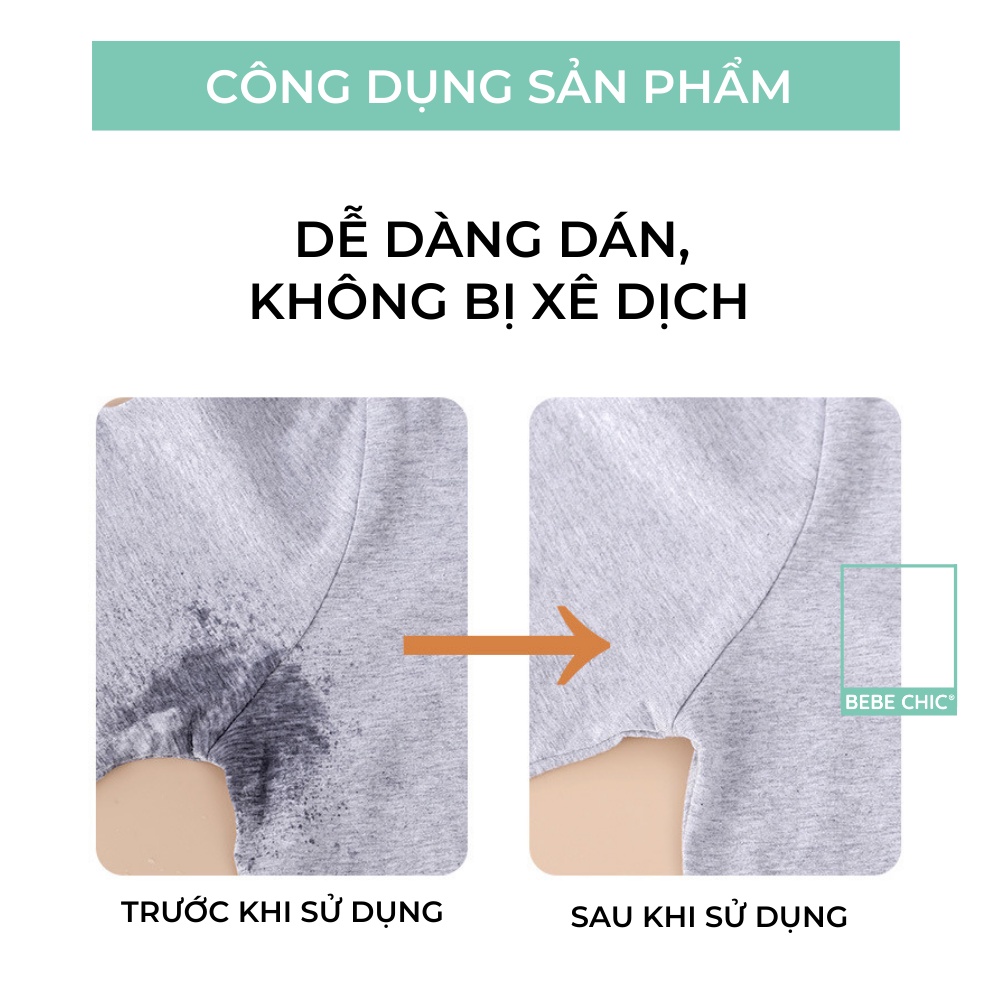 Hộp 20 Miếng dán thấm mồ hôi BEBECHIC - Khử mùi mồ hôi nách - Khô thoáng ngăn mồ hôi nách ướt áo