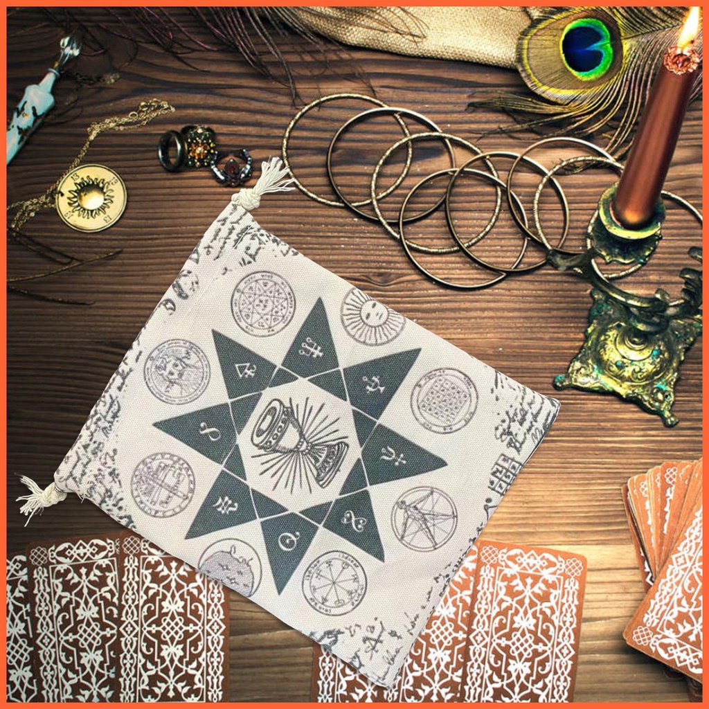 Túi Dây Rút Đựng Bài Tarot In Họa Tiết Trắng Đen Chống Thất Lạc Tiện Dụng