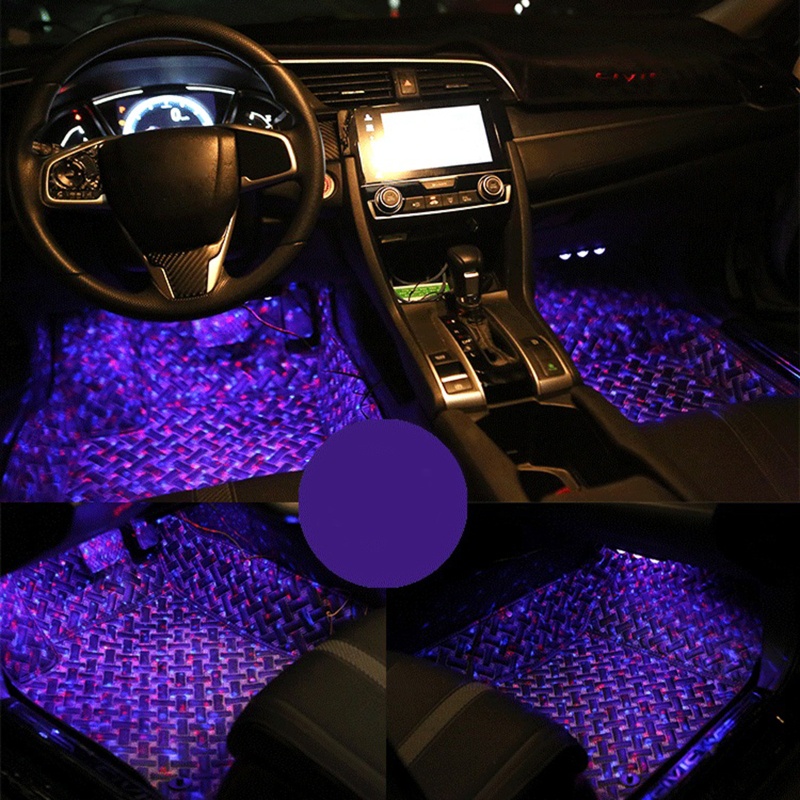 Set 4 Dải Đèn LED Trang Trí Nội Thất Xe Hơi