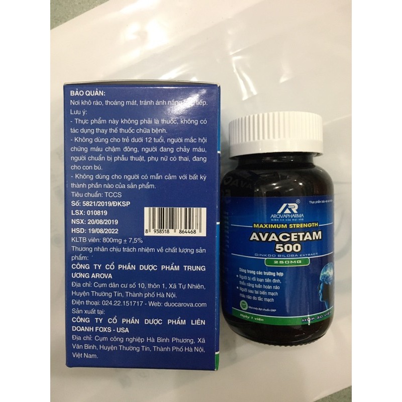 ✅ Viên Bổ Não Avacetam, tăng cường tuần hoàn não, hoạt huyết dưỡng não, hỗ trợ rối loạn tiền đình