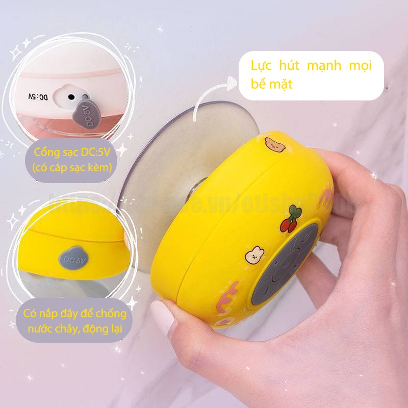 Loa Bluetooth Không Dây Mini Cute Sticker Dán Dễ Thương Chống Nước, Gắn Tường Nhà Tắm, Giá Đỡ Điện Thoại - Otis Shop