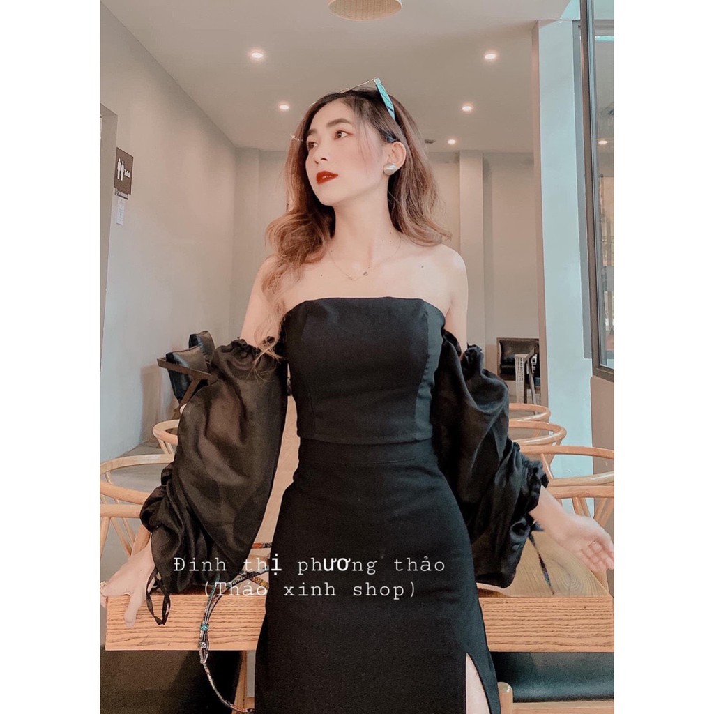 áo trễ vai xinh màu đen siêu hot hit tôn dáng hto xinh xinh