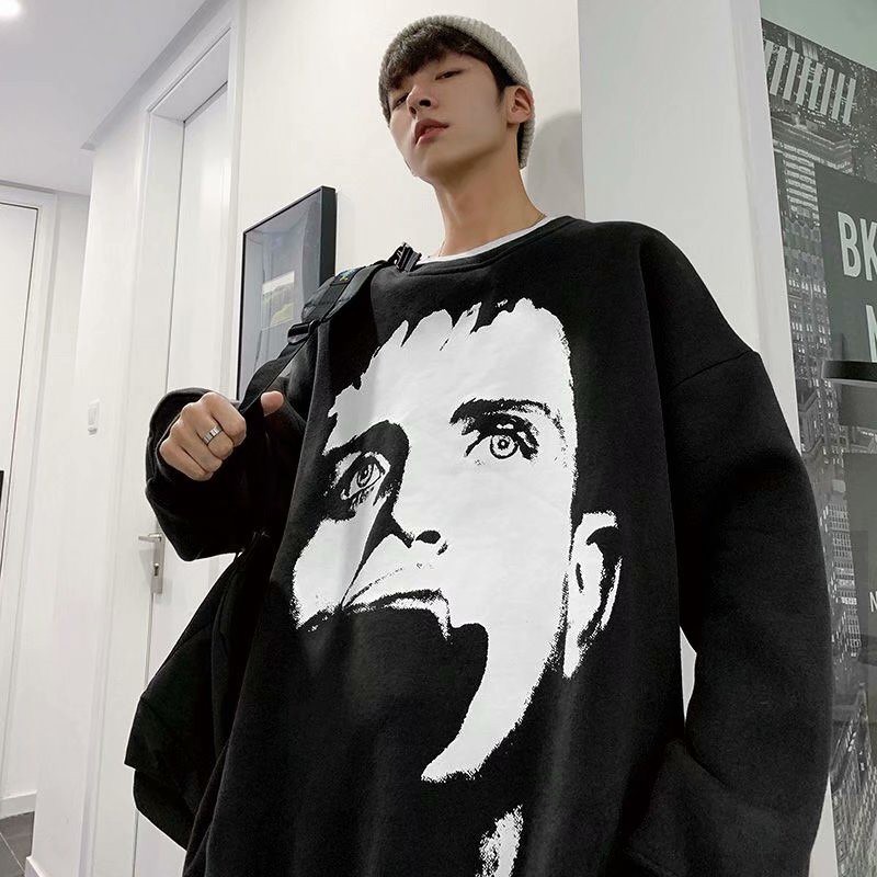 Áo Sweater Tay Dài Cổ Tròn Lót Nhung Phong Cách Hiphop Cho Nam