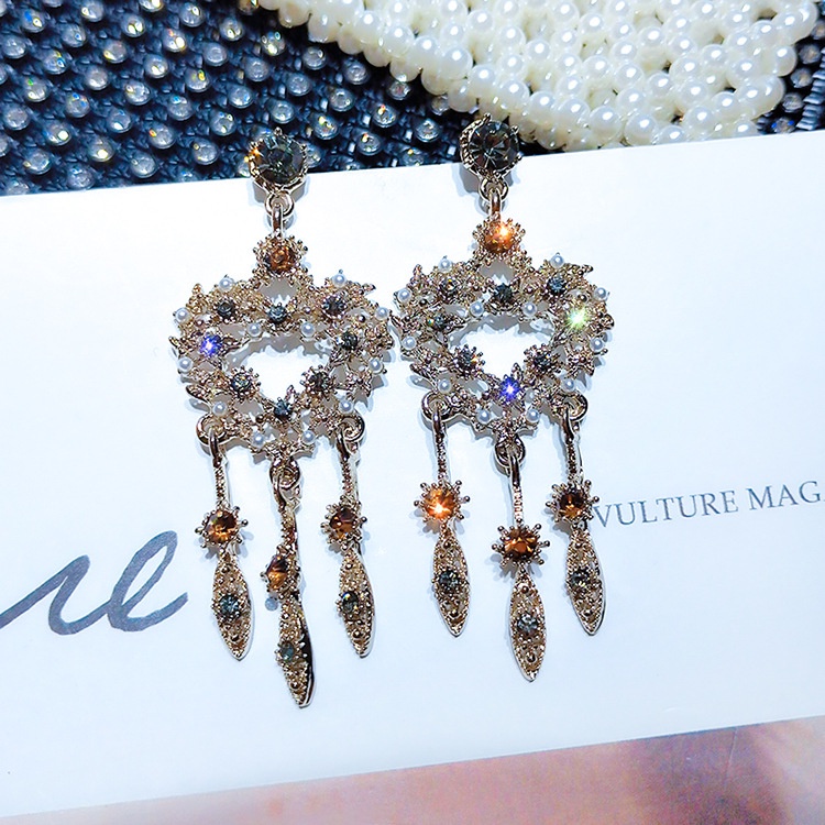 Bông Tai Mạ Bạc 925 Hình Trái Tim Đính Kim Cương