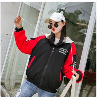 Áo khoác dù nữ in nổi bật phối nón