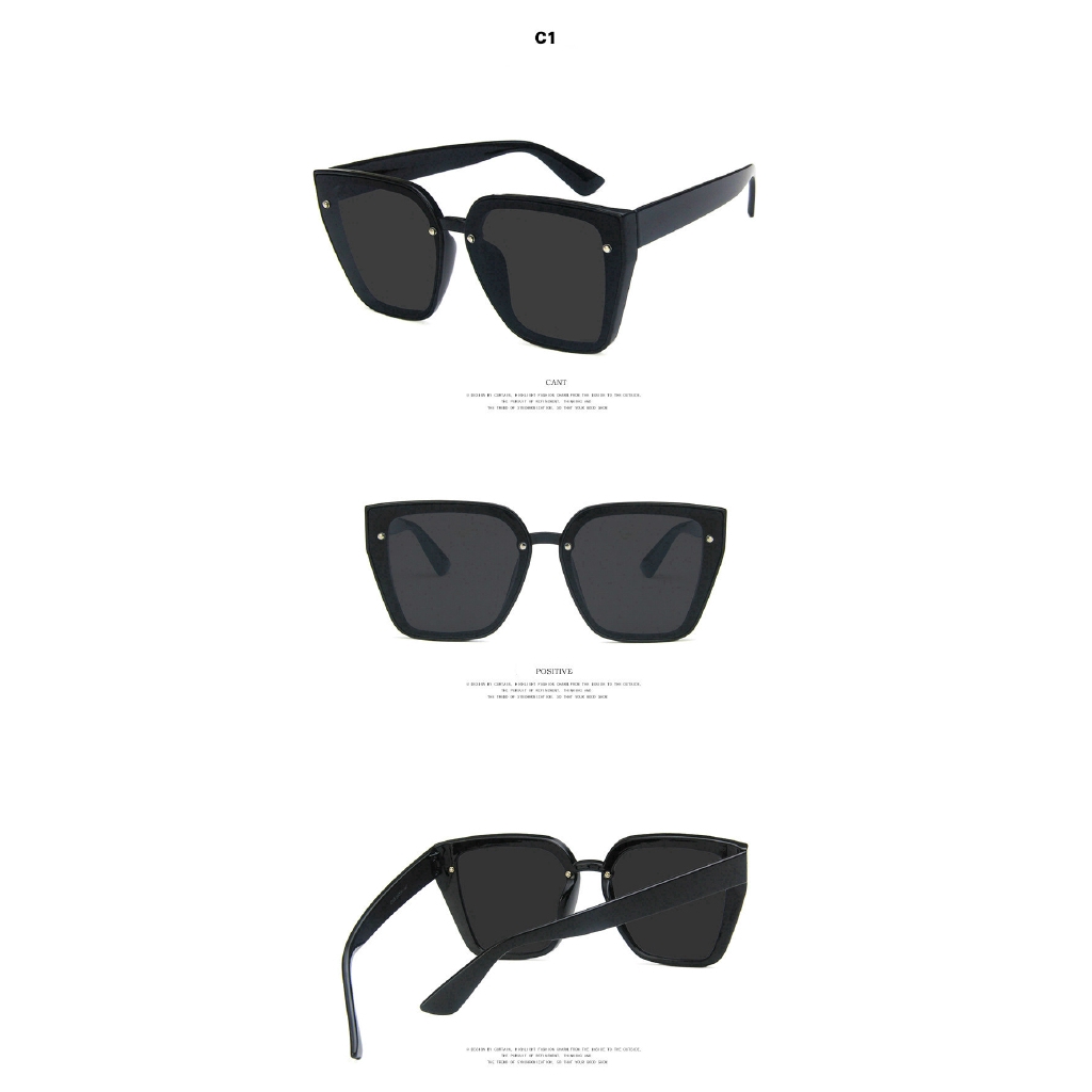 Kính mát  Thời trang mới đinh tán vuông đơn giản nam nữ hoang dã khung lớn